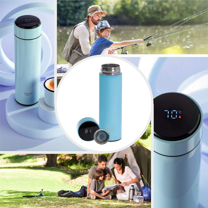 Thermos Adler, display touchscreen LED, capacità 473 ml, colore blu, AD 4506