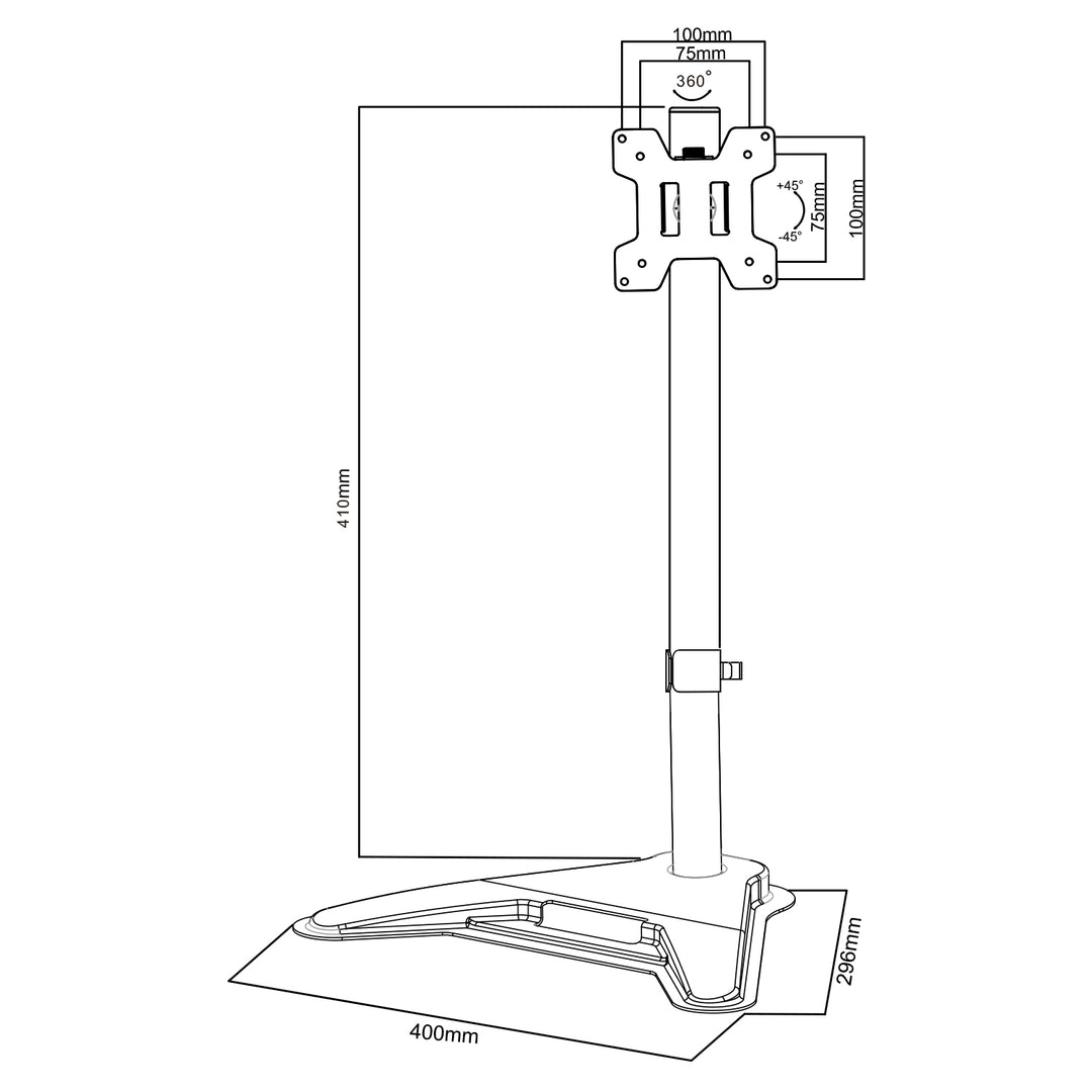 Supporto per monitor Maclean, max VESA 100x100, 13-27", 8kg, MC-987