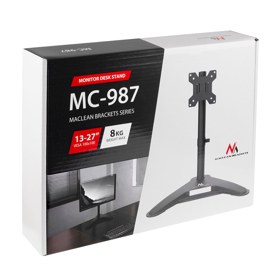 Supporto per monitor Maclean, max VESA 100x100, 13-27", 8kg, MC-987