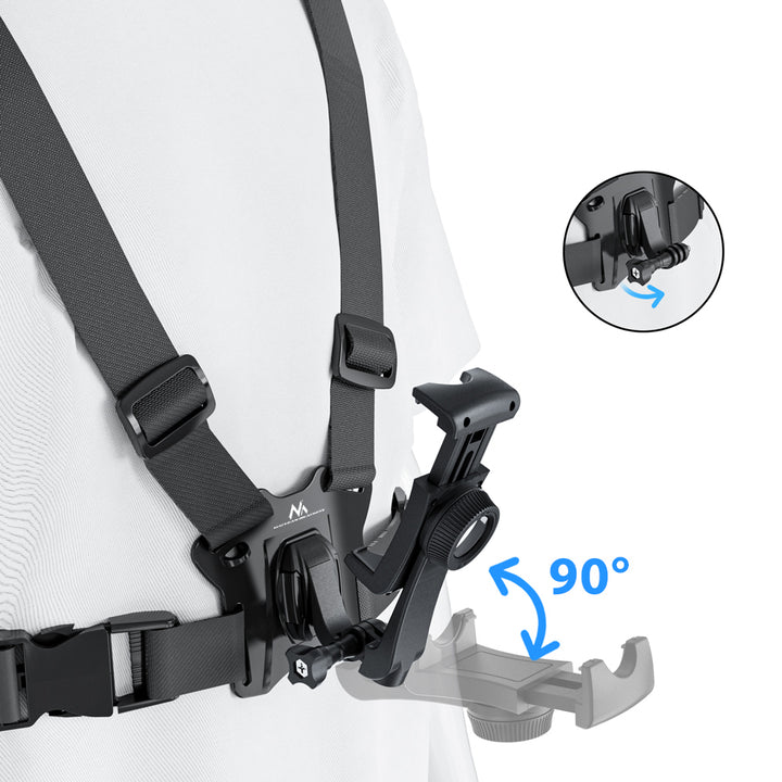 Imbracatura per telefono Maclean Sports, universale, per telefono, fotocamera, compatibile con GoPro e altre fotocamere, supporto girevole, MC-294