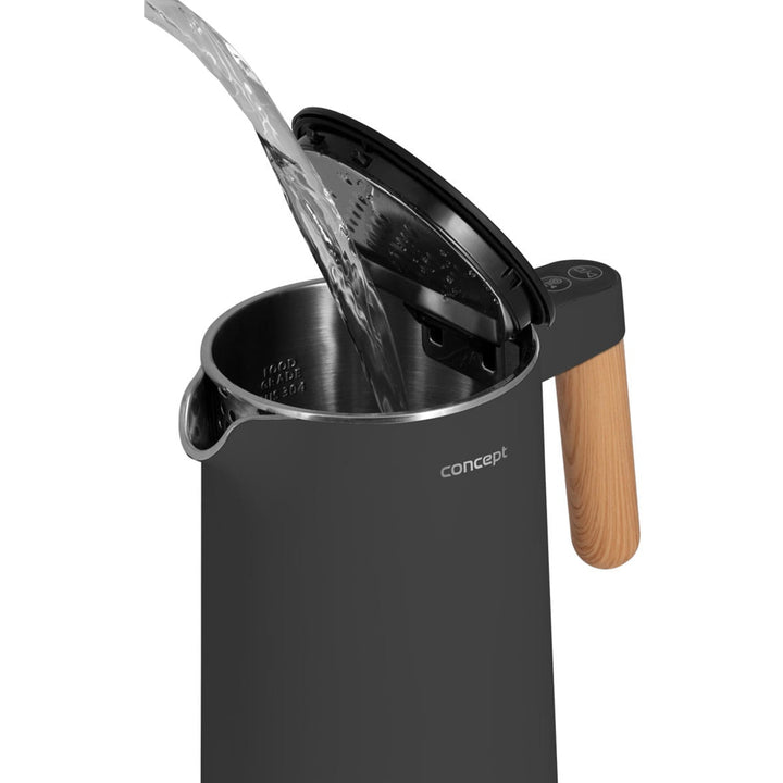 Bollitore elettrico da 1,5L con controllo della temperatura Concept RK3302 antracite con spina britannica