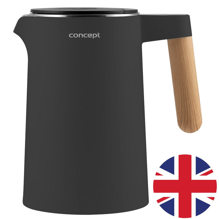 Bollitore elettrico da 1,5L con controllo della temperatura Concept RK3302 antracite con spina britannica