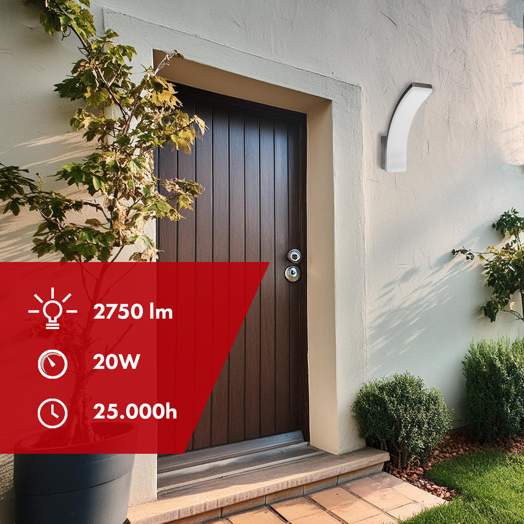 Lampada LED grigio 20W 2750lm bianco neutro 4000K IP65 Maclean MCE511 GR