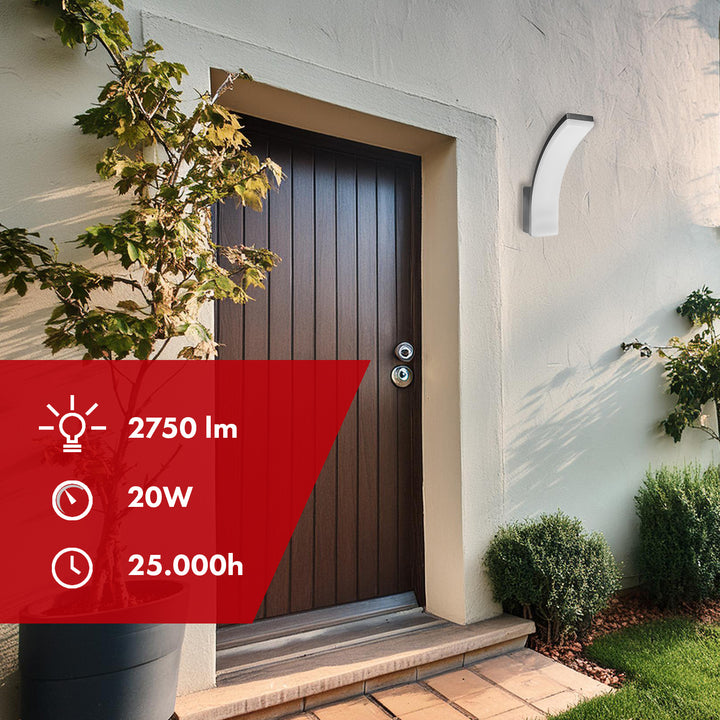 Lampada LED grigio 20W 2750lm bianco neutro 4000K IP65 Maclean MCE511 GR