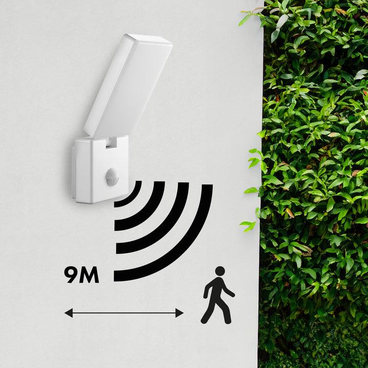Maclean MCE516 W Lampada LED con sensore di movimento crepuscolare, colore bianco 10W IP65 800lm 4000K