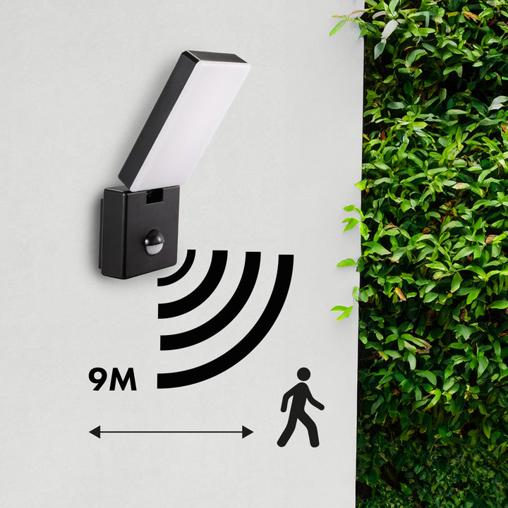 Maclean Lampada a LED con sensore movimento e crepuscolare 10W IP65 800lm 4000K, nero, MCE516 N