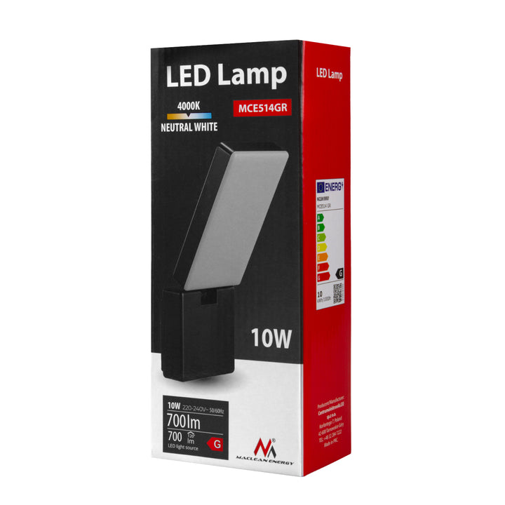 Maclean Lampada LED grigio 10W 700lm IP65 bianco neutro 4000K