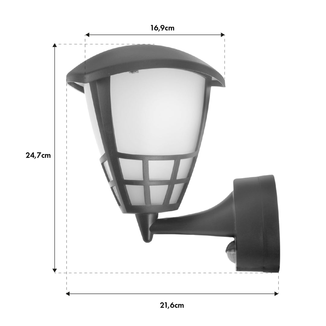 Maclean MCE518 GR Lampada  da parete con sensore di movimento 1xE27 grigio IP65 max 60W