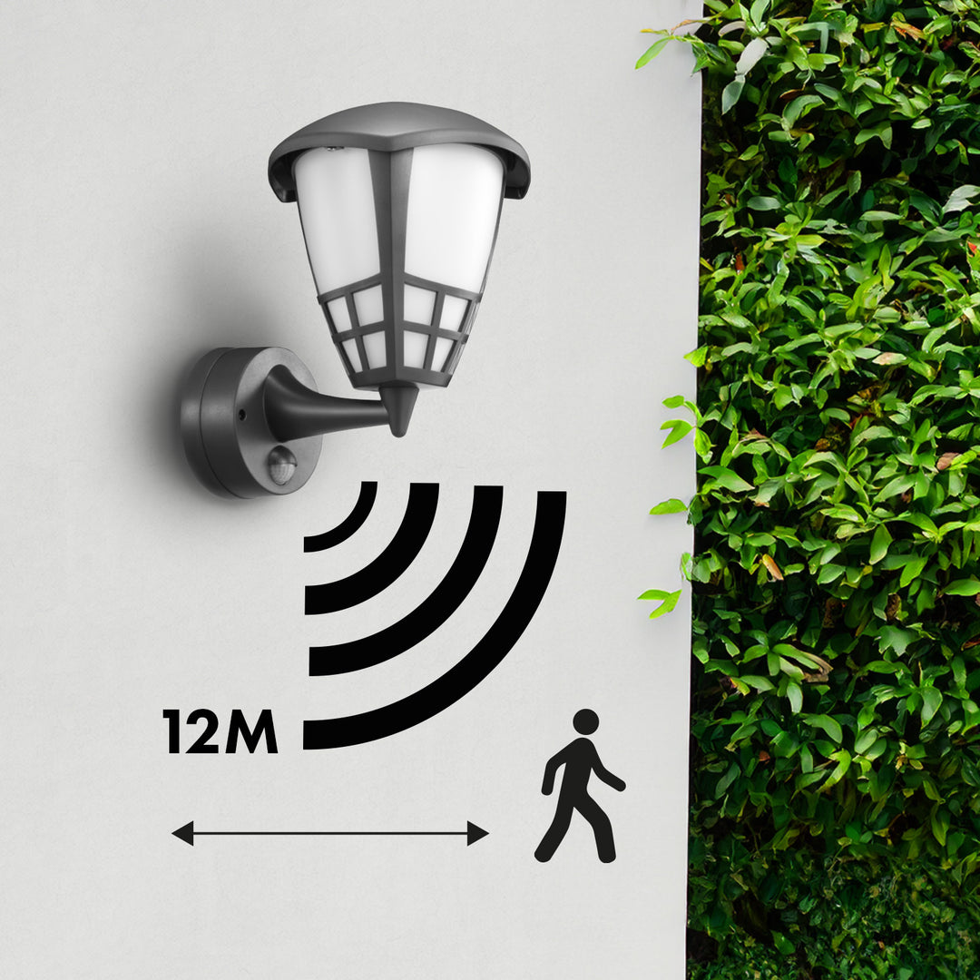 Maclean MCE518 GR Lampada  da parete con sensore di movimento 1xE27 grigio IP65 max 60W