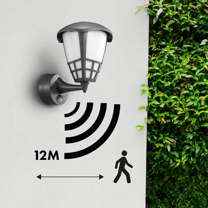 Maclean MCE518 GR Lampada  da parete con sensore di movimento 1xE27 grigio IP65 max 60W