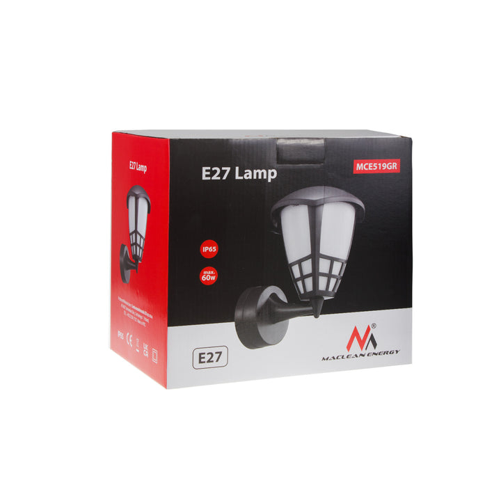Lampada da parete per esterni 1xE27 Maclean MCE519 GR grigio IP65 max 60W