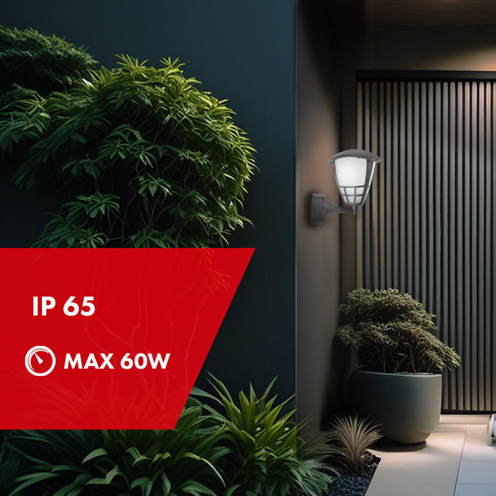Lampada da parete per esterni 1xE27 Maclean MCE519 GR grigio IP65 max 60W
