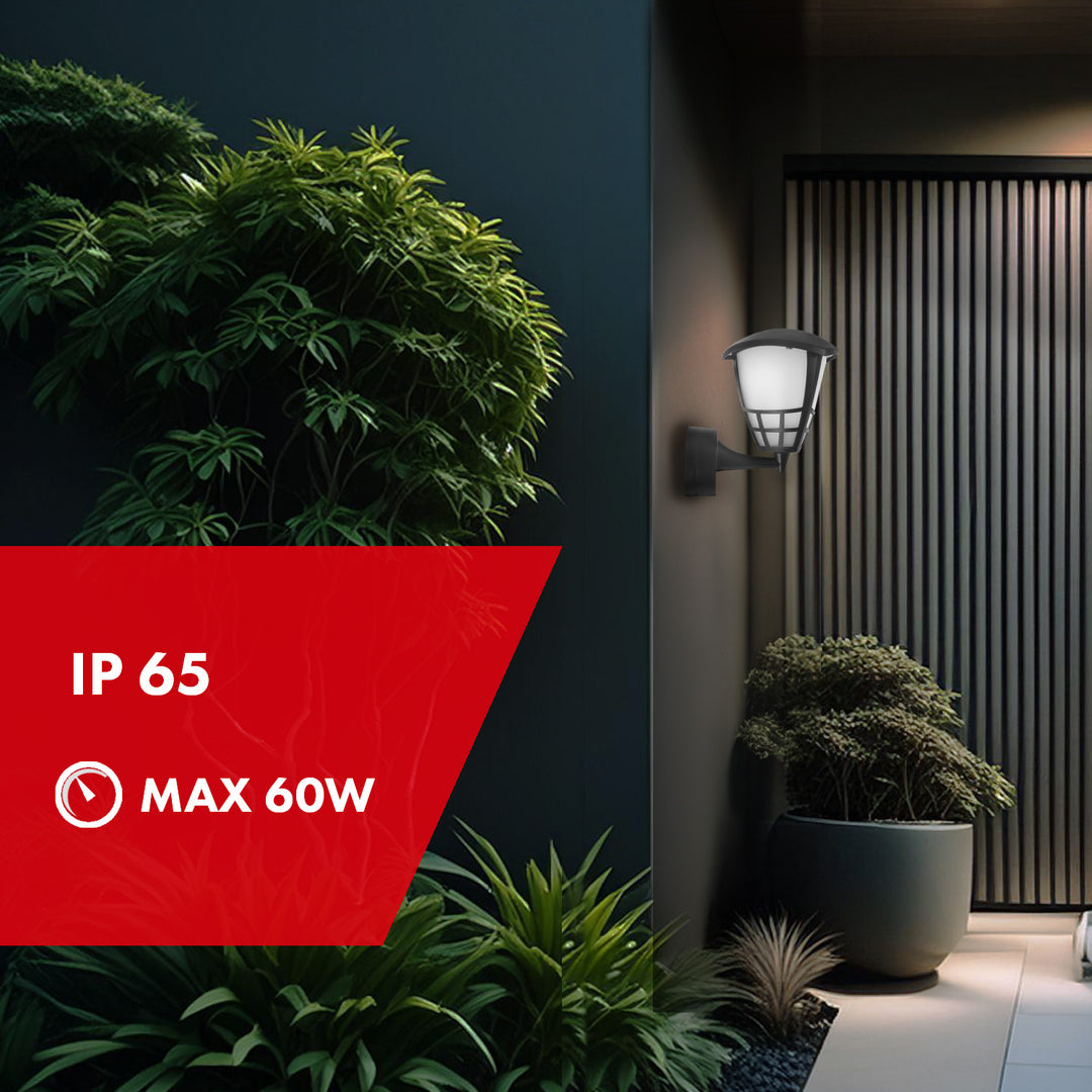 Lampada da parete per esterni 1xE27 Maclean MCE519 B nero IP65 max 60W