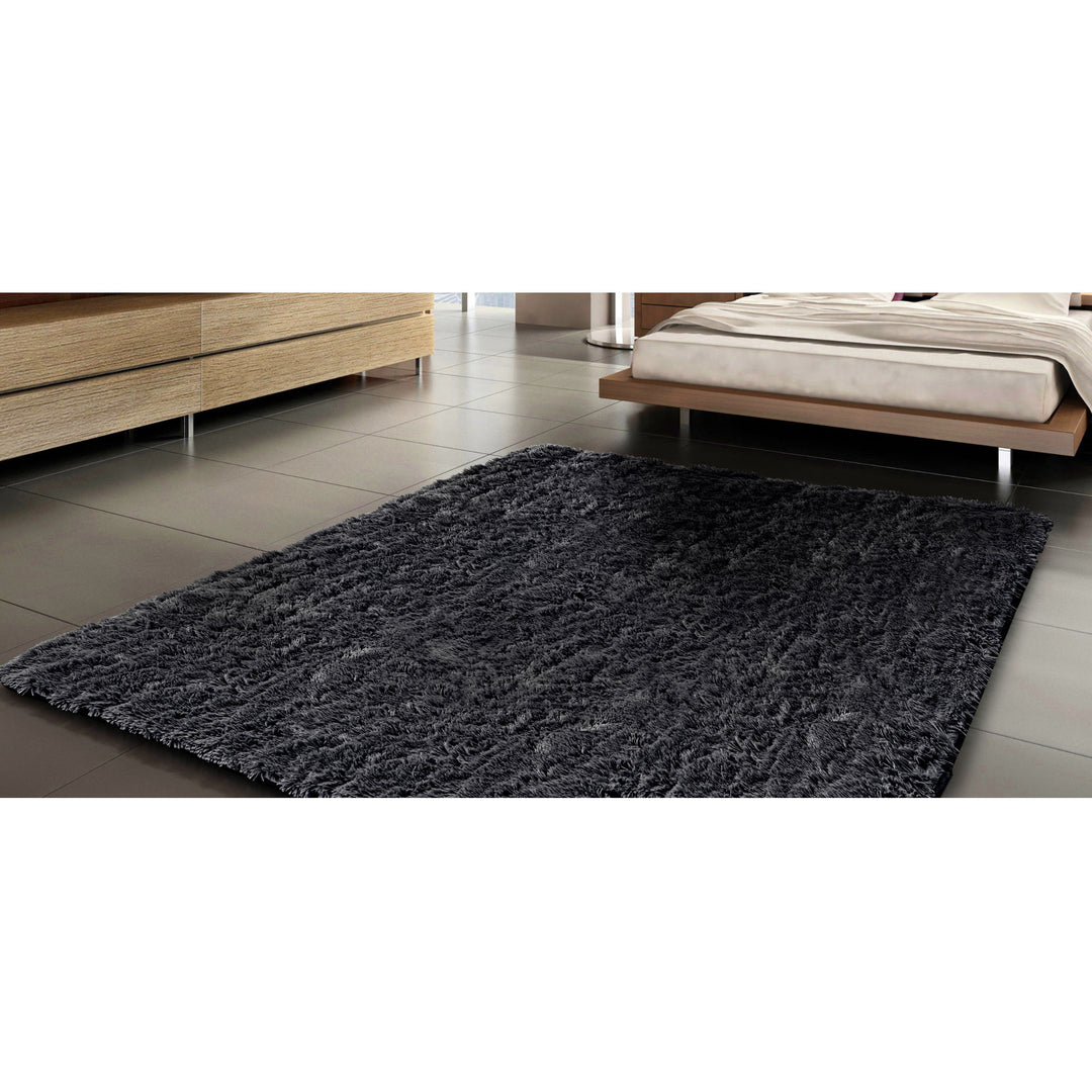 Tappeto Shaggy a pelo corto, antiscivolo, 160 x 220 cm, nero, DYWSHA120/160CZA