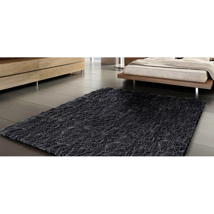 Tappeto Shaggy a pelo corto, antiscivolo, 160 x 220 cm, nero, DYWSHA120/160CZA