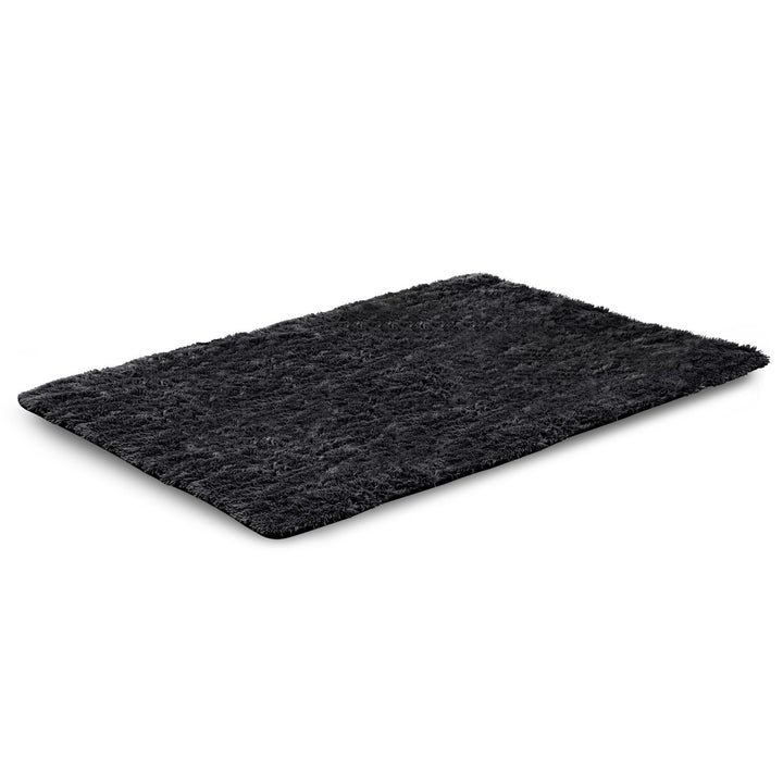 Tappeto Shaggy a pelo corto, antiscivolo, 160 x 220 cm, nero, DYWSHA120/160CZA