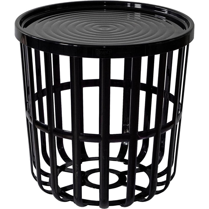 Tavolo Branq, rotondo, con cesto portaoggetti, nero, Zen 1850