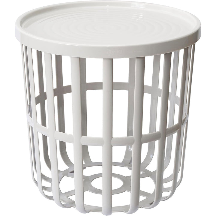 Tavolo Branq, rotondo, con cesto portaoggetti, bianco, Zen 1850