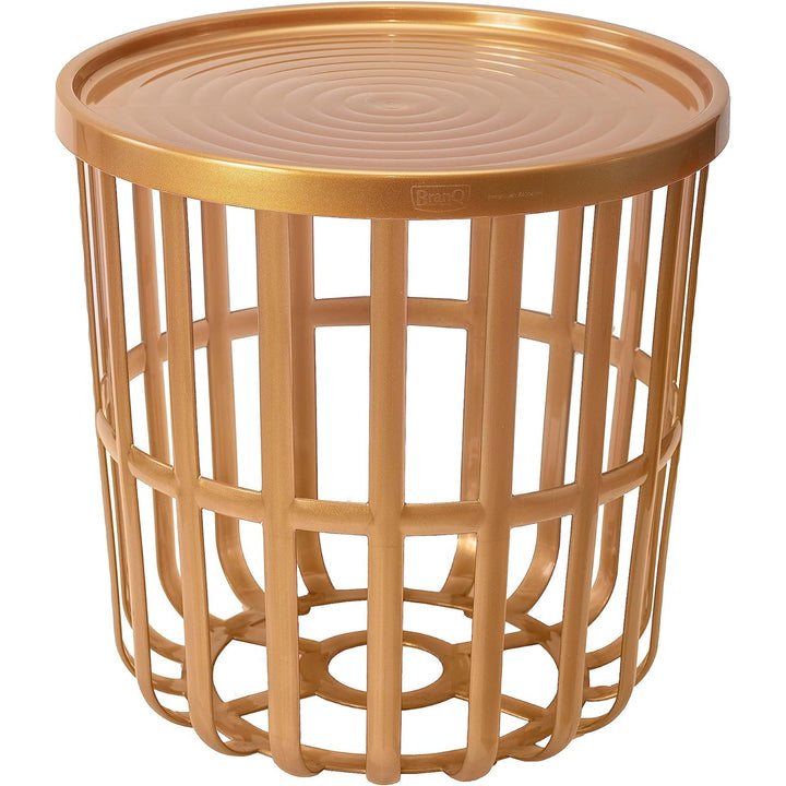 Tavolo Branq, rotondo, con cesto portaoggetti, oro, Zen 1850