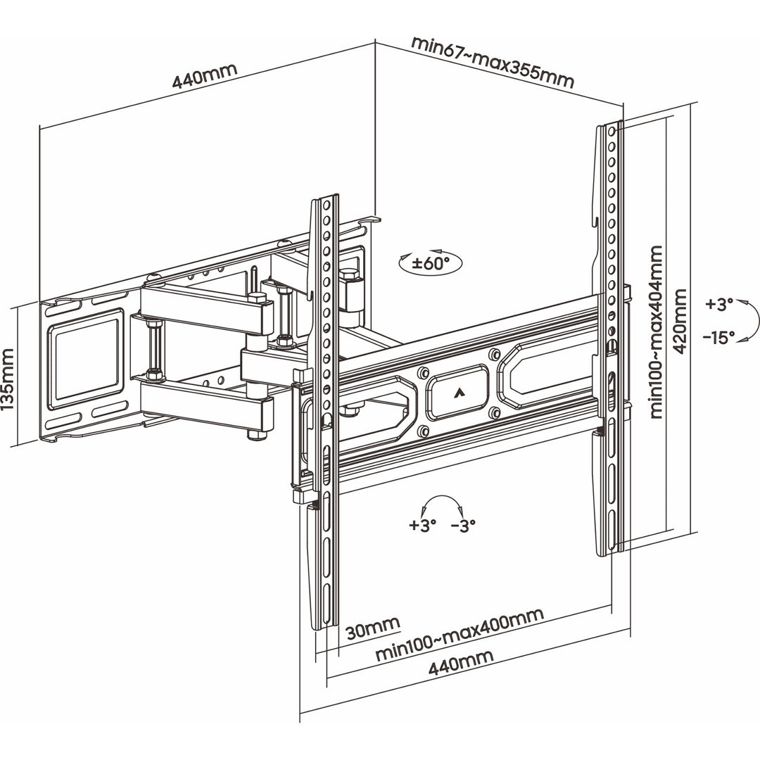 ART Supporto TV, 32-70'', 40kg, nero, VESA 400x400, AR-89