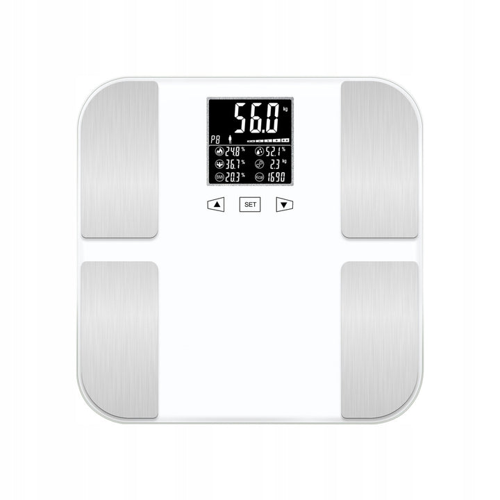 Bilancia pesapersone analitica, indicatore BMI, misurazione dei grassi, display LCD retroilluminato, TM-WA002