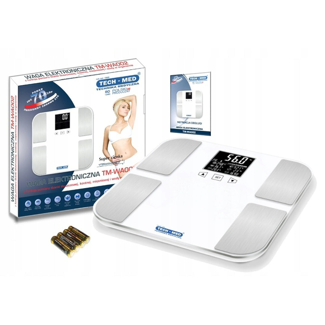Bilancia pesapersone analitica, indicatore BMI, misurazione dei grassi, display LCD retroilluminato, TM-WA002