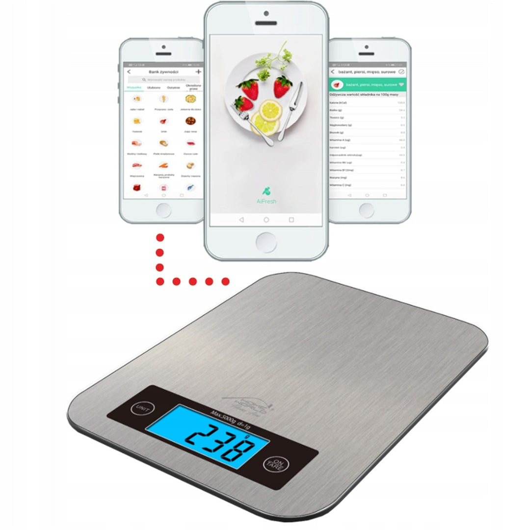 TECH-MED Bilancia da cucina, bilancia dietetica, Bluetooth, 5kg, HW-FIT022