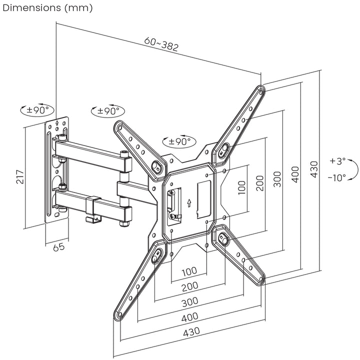 Supporto per TV o monitor Maclean, universale, max VESA 400x400, 23-55", 30 kg, nero, MC-701N