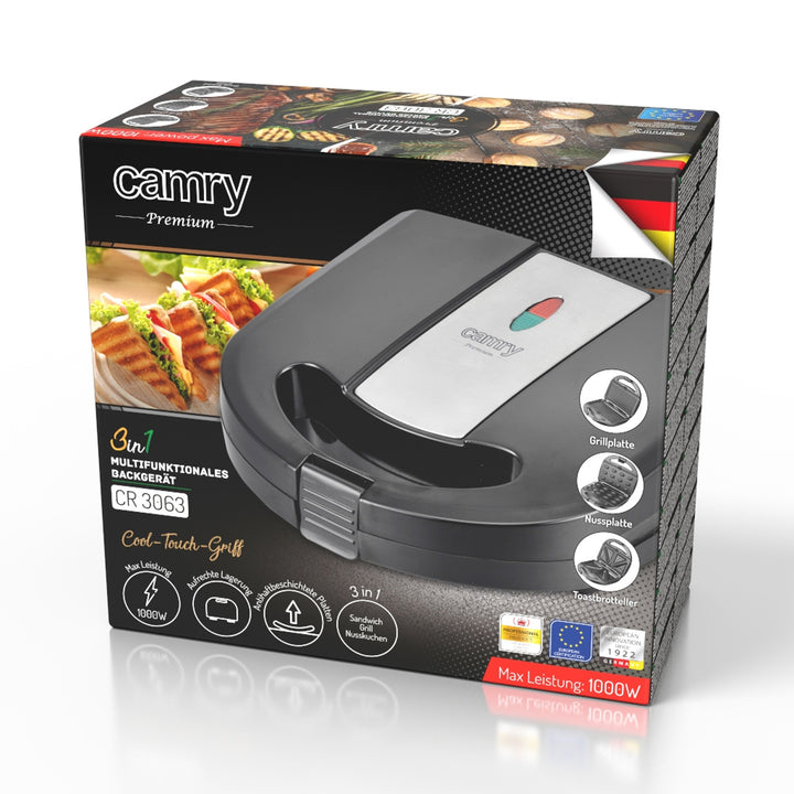 Camry tostapane multifunzione, tostapane, grill, tostapane per noci, 1000W,