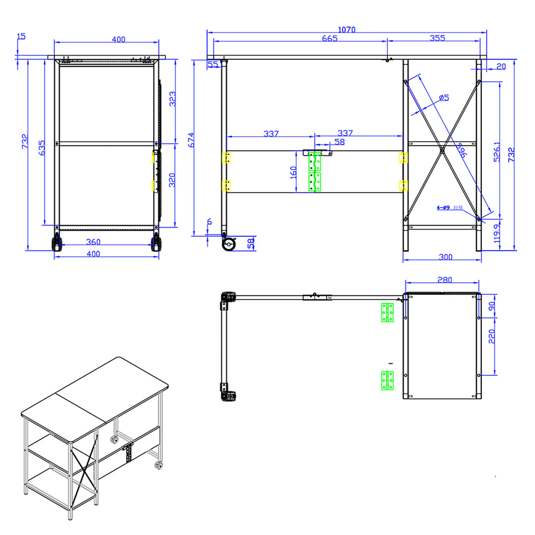Maclean MC-411 W Scrivania pieghevole loft da 150 kg dimensioni: 107x45x75cm, con piano, colore noce scuro