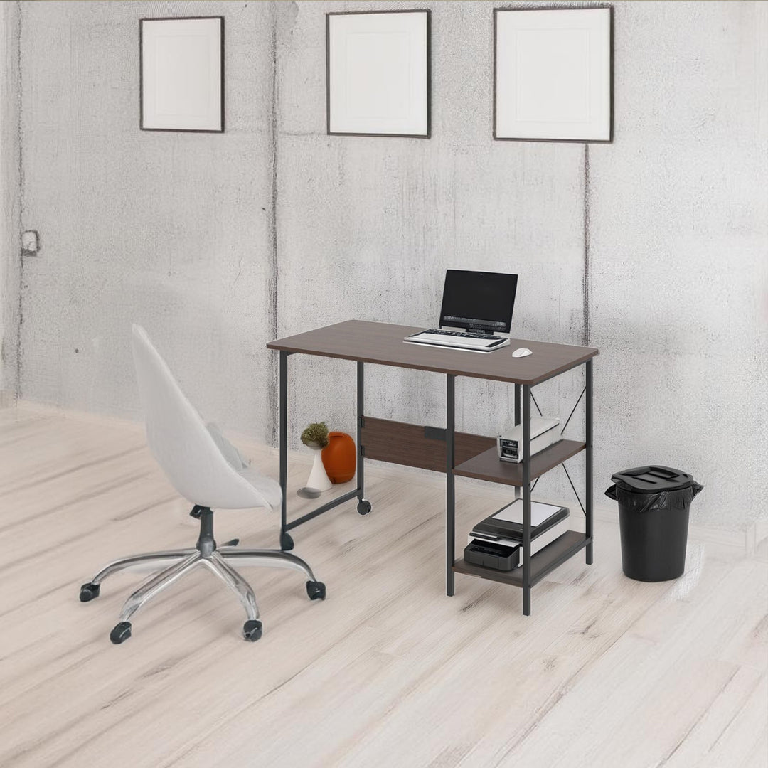 Maclean MC-411 W Scrivania pieghevole loft da 150 kg dimensioni: 107x45x75cm, con piano, colore noce scuro