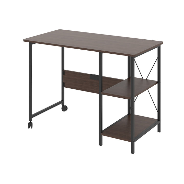 Maclean MC-411 W Scrivania pieghevole loft da 150 kg dimensioni: 107x45x75cm, con piano, colore noce scuro