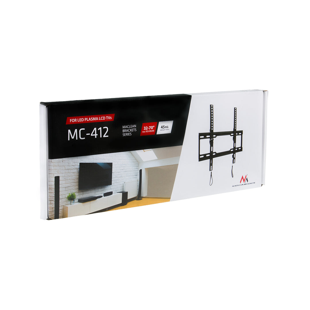 Supporto TV Maclean, max VESA 400x400, 32-70", 45 kg, regolazione dell'inclinazione +0°~-10°, MC-412