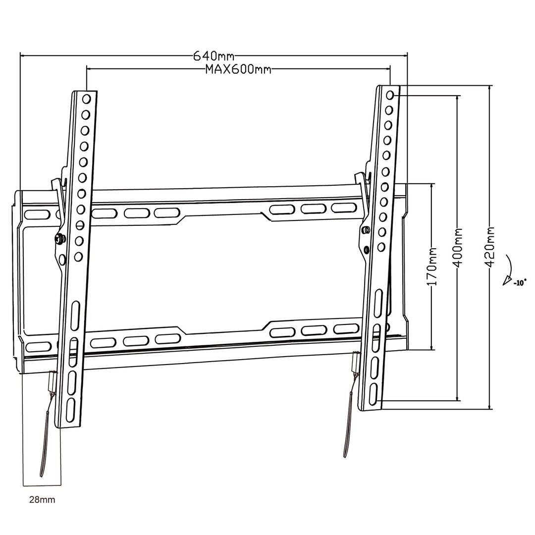 Supporto TV Maclean, max VESA 600x400, 32-80", 45 kg, regolazione dell'inclinazione +0°~-10°, MC-413