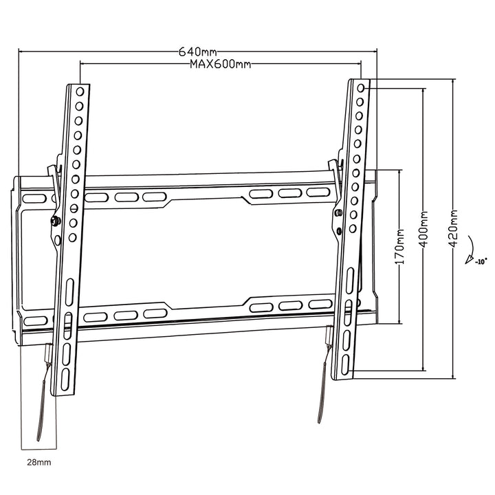 Supporto TV Maclean, max VESA 600x400, 32-80", 45 kg, regolazione dell'inclinazione +0°~-10°, MC-413