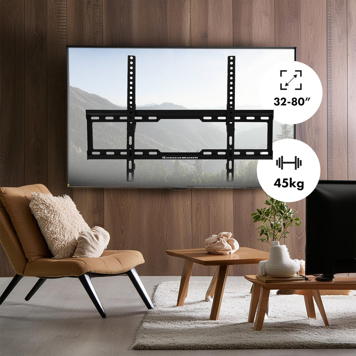 Supporto TV Maclean, max VESA 600x400, 32-80", 45 kg, regolazione dell'inclinazione +0°~-10°, MC-413