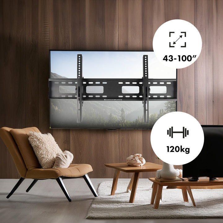 Supporto TV Maclean, VESA max 800x400, 43-100", 120 kg, regolazione dell'inclinazione +15°~-15°, MC-422