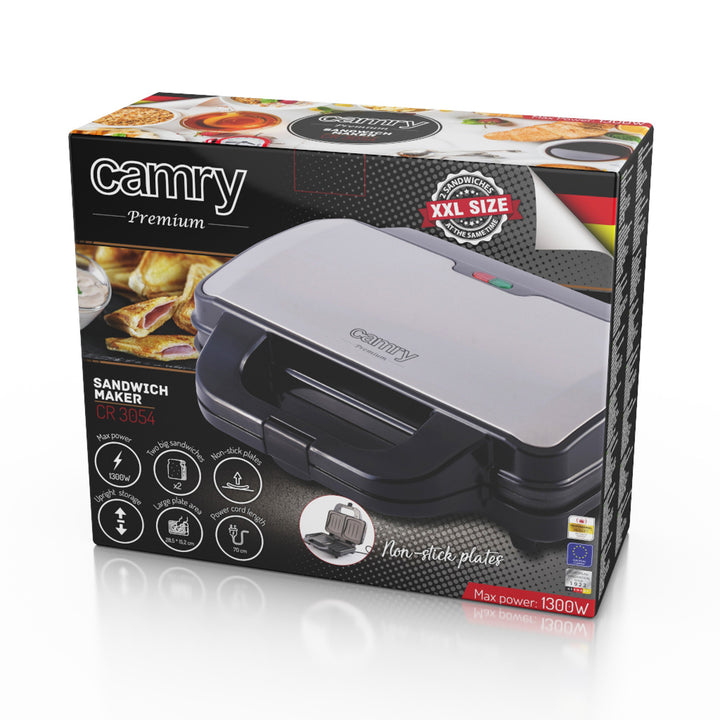 Tostapane Camry, per 2 panini, potenza massima 1300 W, rivestimento antiaderente, CR 3054