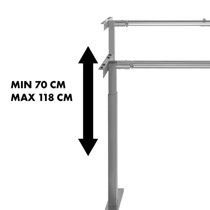 Scrivania Maclean, regolazione manuale dell'altezza, senza piano, per lavorare in piedi e seduti, max 60 kg, altezza massima 120 cm, MC-790NG