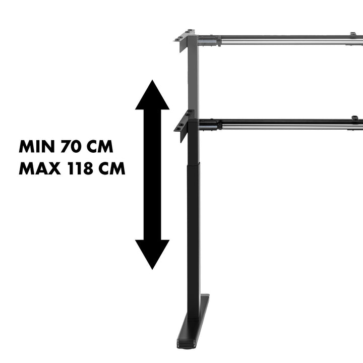 Scrivania Maclean, regolazione manuale dell'altezza, senza piano, per lavorare in piedi e seduti, max 60 kg, altezza massima 120 cm, MC-790NB