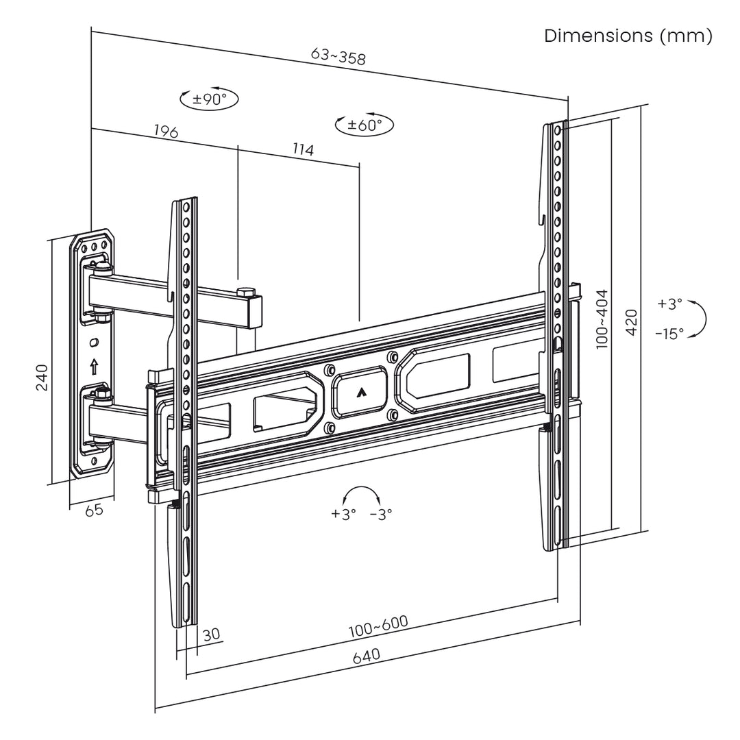 Supporto TV Maclean, max VESA 600x400, 37-70", 35 kg, MC-798N