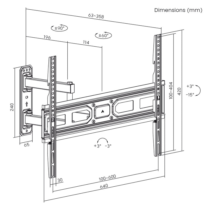 Supporto TV Maclean, max VESA 600x400, 37-70", 35 kg, MC-798N