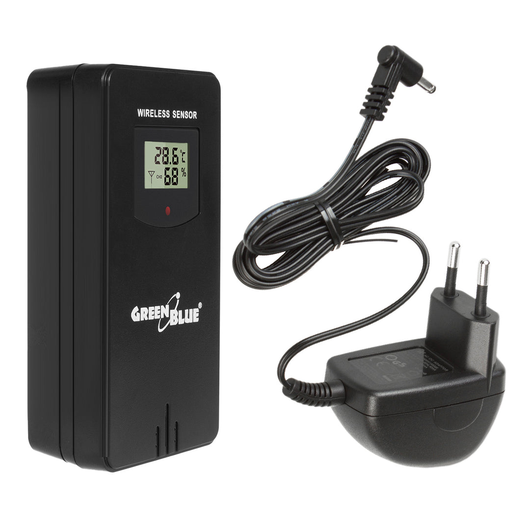 Stazione meteo wireless GreenBlue, a colori, con DCF, fasi lunari, barometro, calendario, alimentazione, GB540N