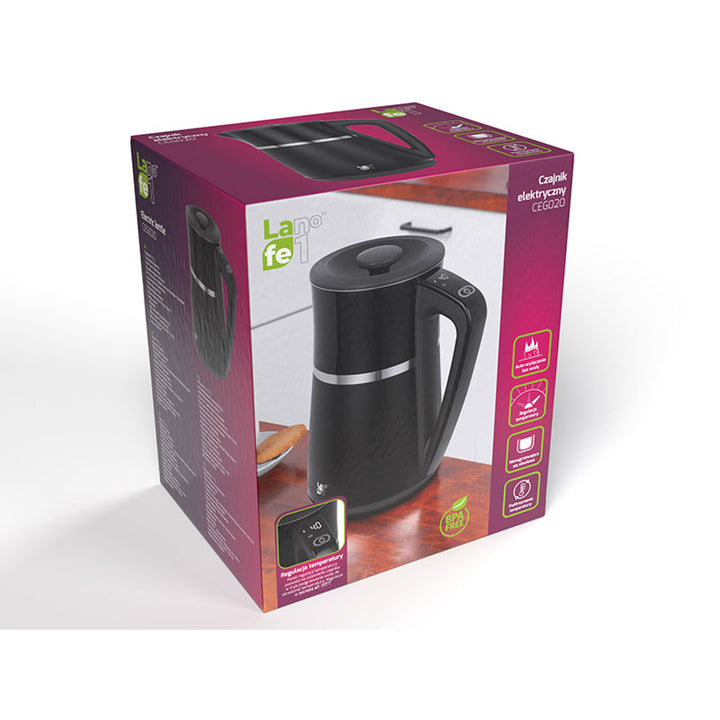 Bollitore a batteria con controllo della temperatura e doppia parete LAFE 1,7L CEG020 nero