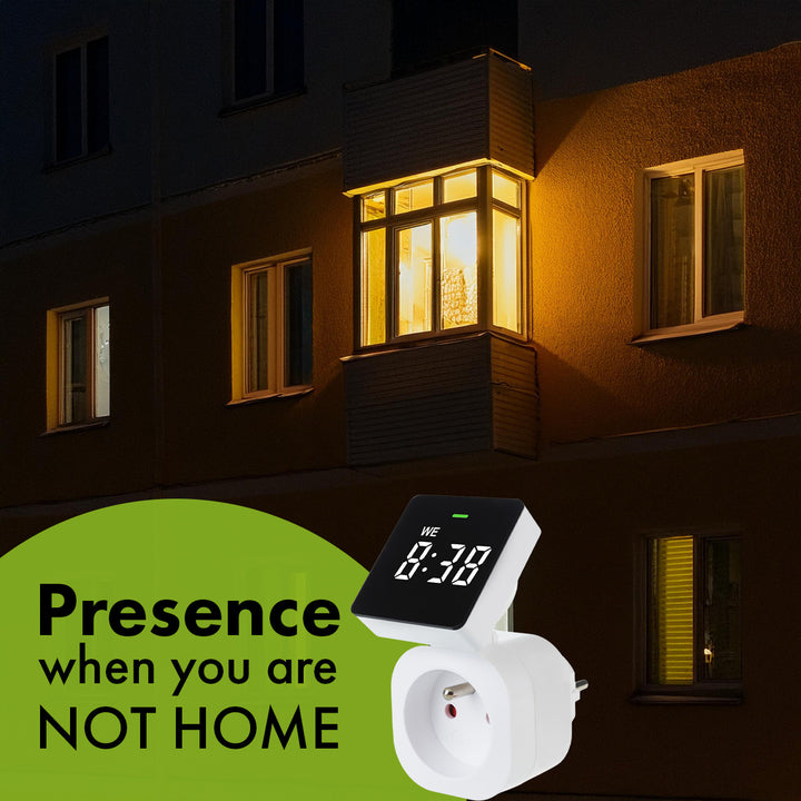 Interruttore orario digitale GreenBlue - timer, carico massimo 16A, IP20, GB610 E