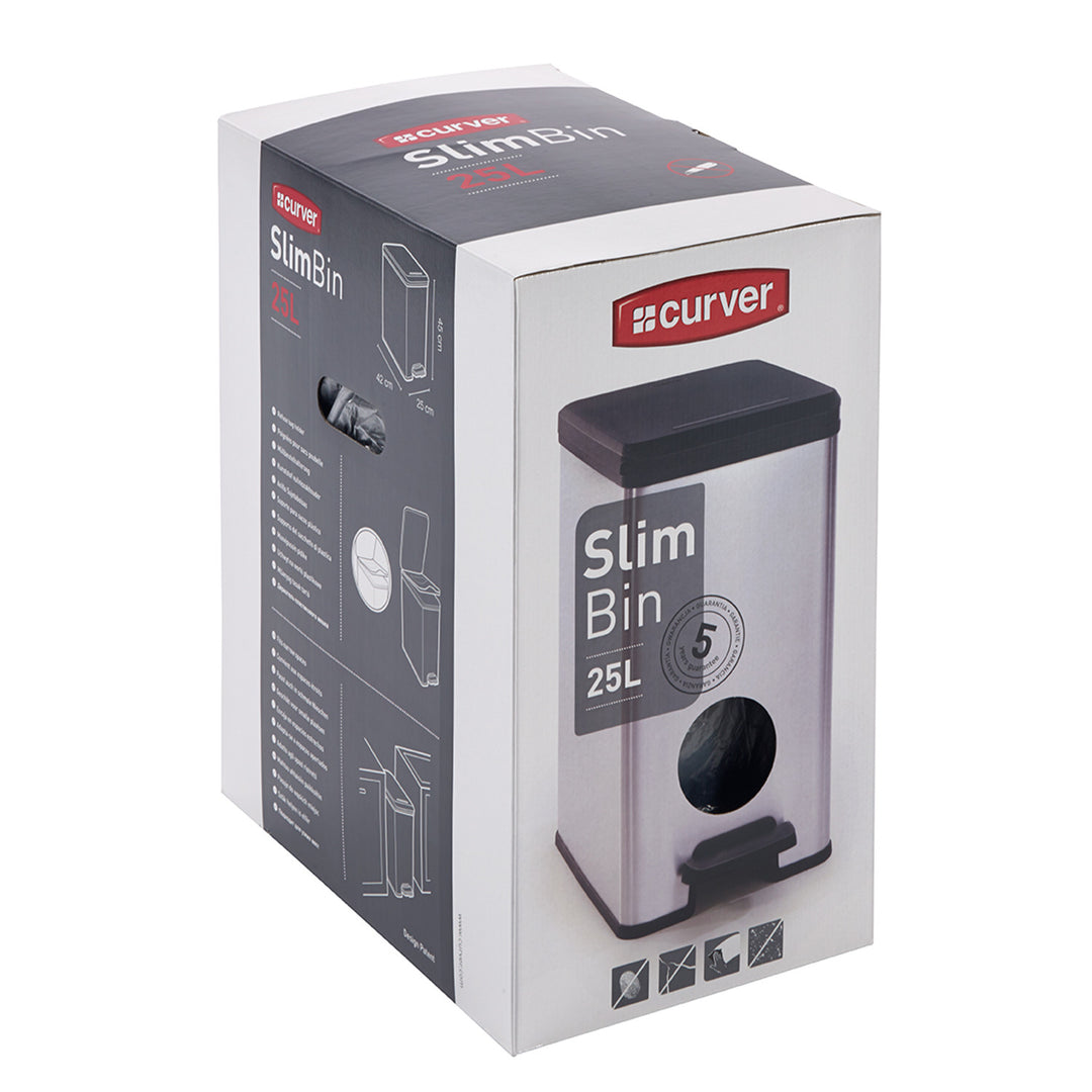 Cestino Curver, Pattumiera con pedale, capacità 25 litri, Slim Bin