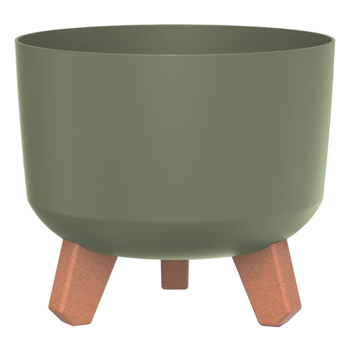 Prosperplast Gracia vaso da fiori con gambe rimovibili incl. inserto per uso interno ed esterno Fioriera rotonda in plastica (verde terra, ⌀ 200mm)
