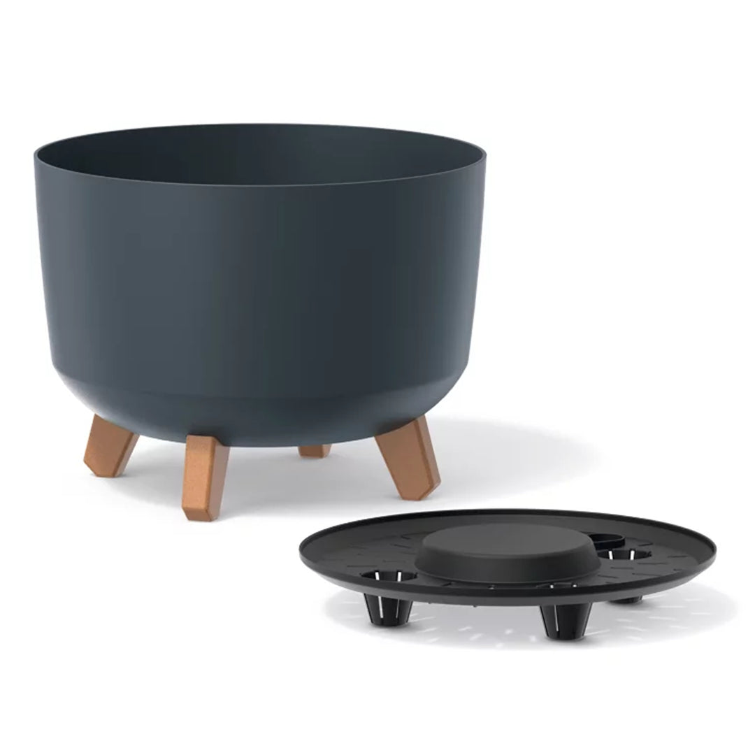 Prosperplast Gracia vaso da fiori con gambe rimovibili incl. inserto per uso interno ed esterno Fioriera rotonda in plastica (grigio chiaro, ⌀ 200 mm)