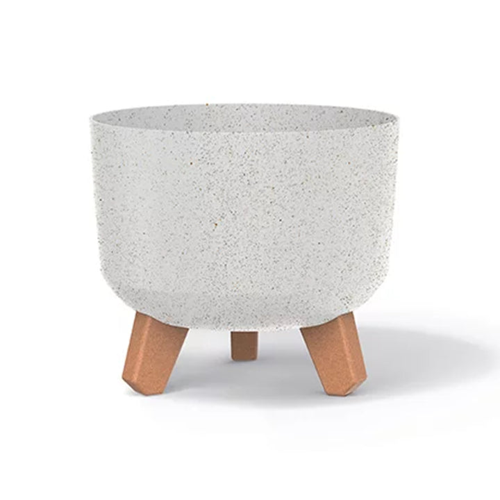 Prosperplast Gracia ECO Vaso in legno con gambe rimovibili incl. inserto per uso interno ed esterno Vaso in materiale contenente fino al 33% di legno (bianco ECO, ⌀ 200mm)