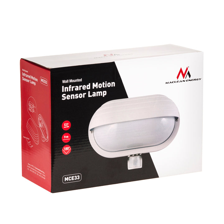 Apparecchio a parete Maclean, con sensore PIR, max. 60W, 180°, MCE33 W + LED 6W